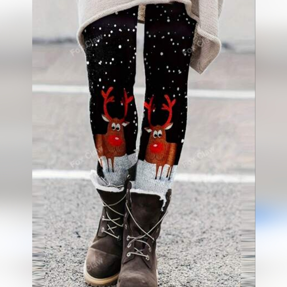 SHEIN Women's Holiday Reindeer Leggings NWT